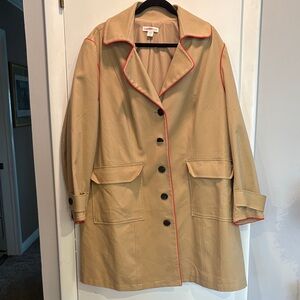 Coldwater Creek Tan Trench Coat with Red Piping